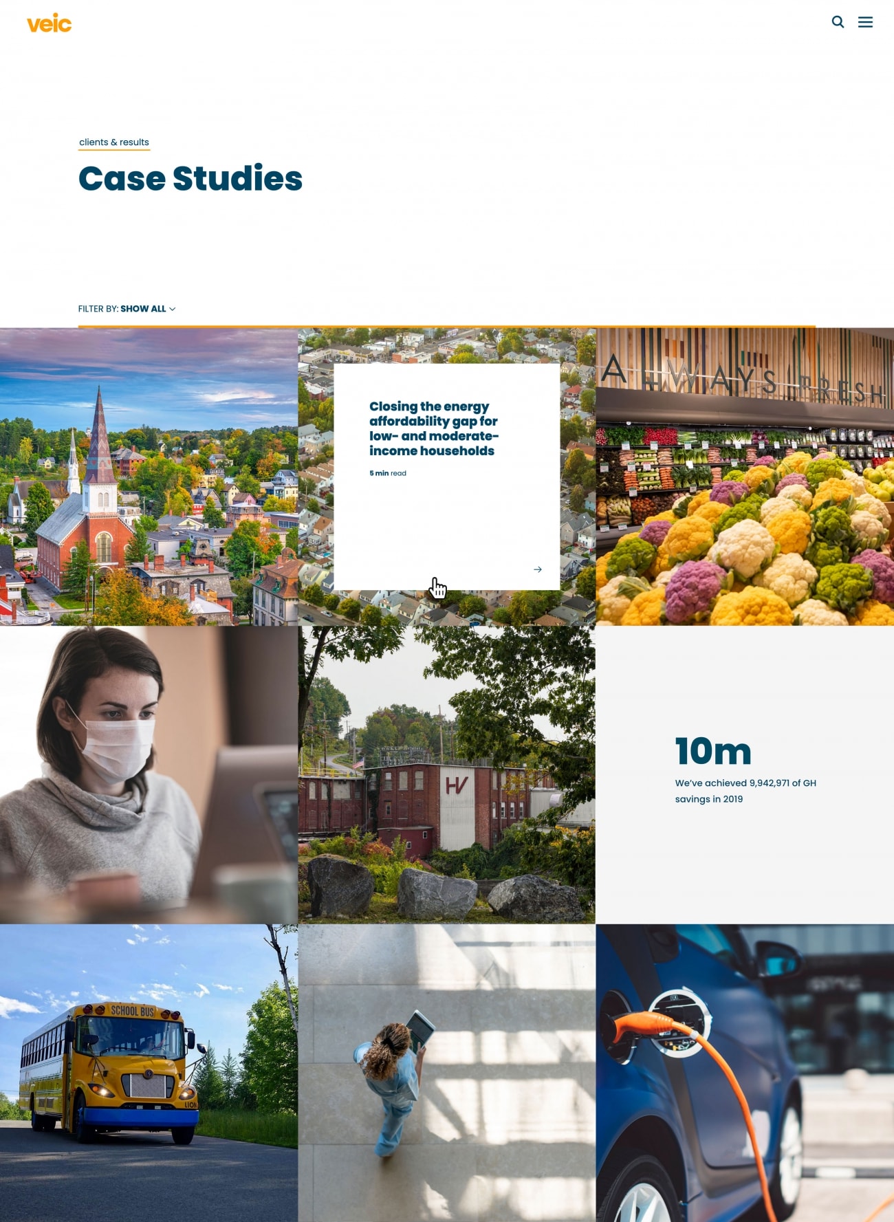 website's case study grid