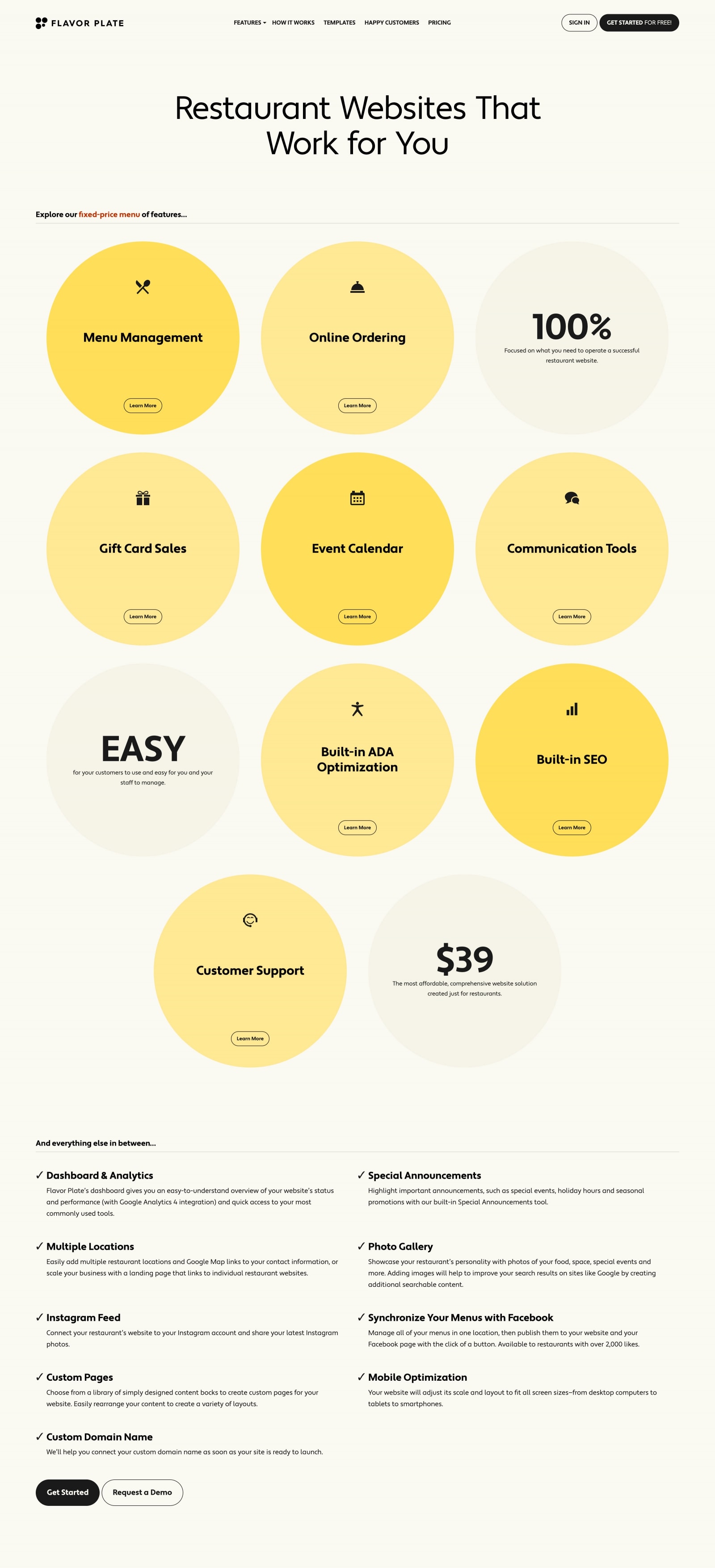 features landing page