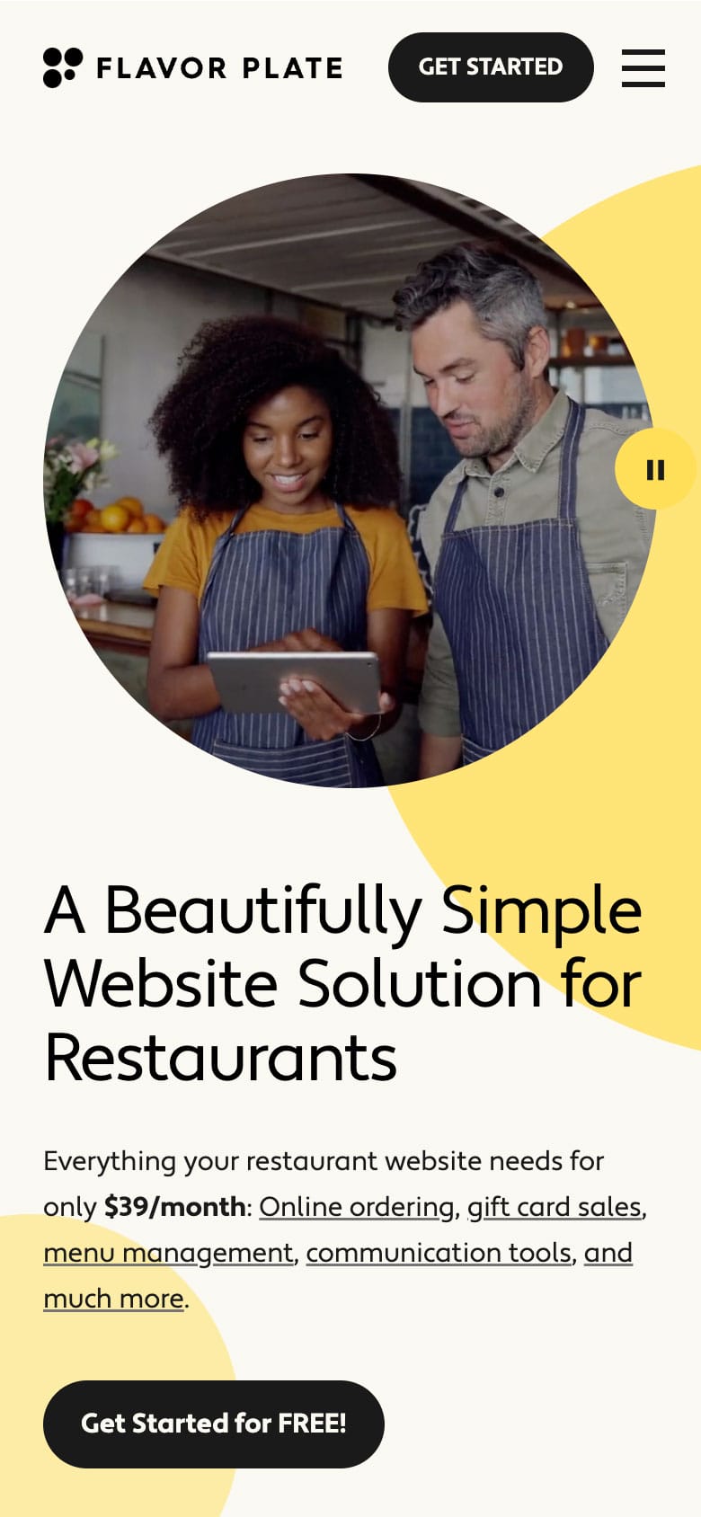 flavor plate homepage mobile