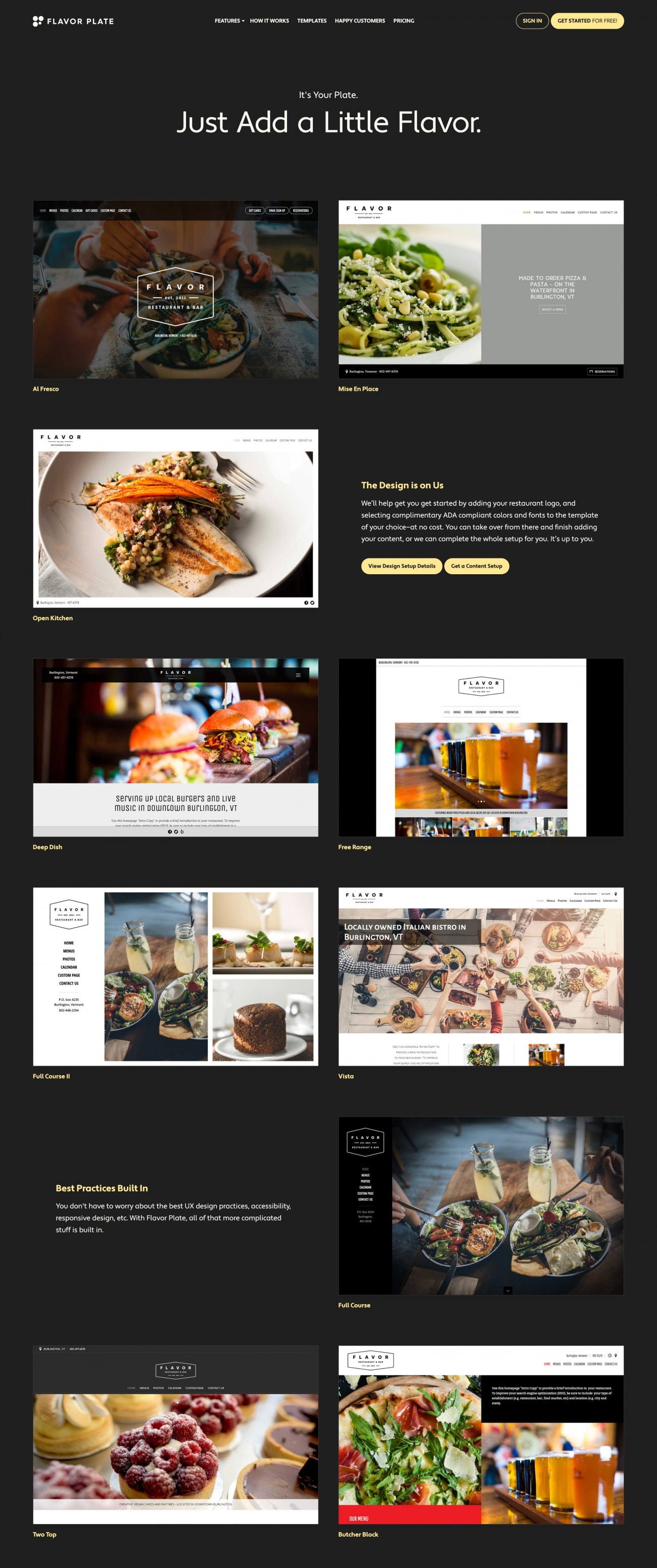 Flavor Plate design templates