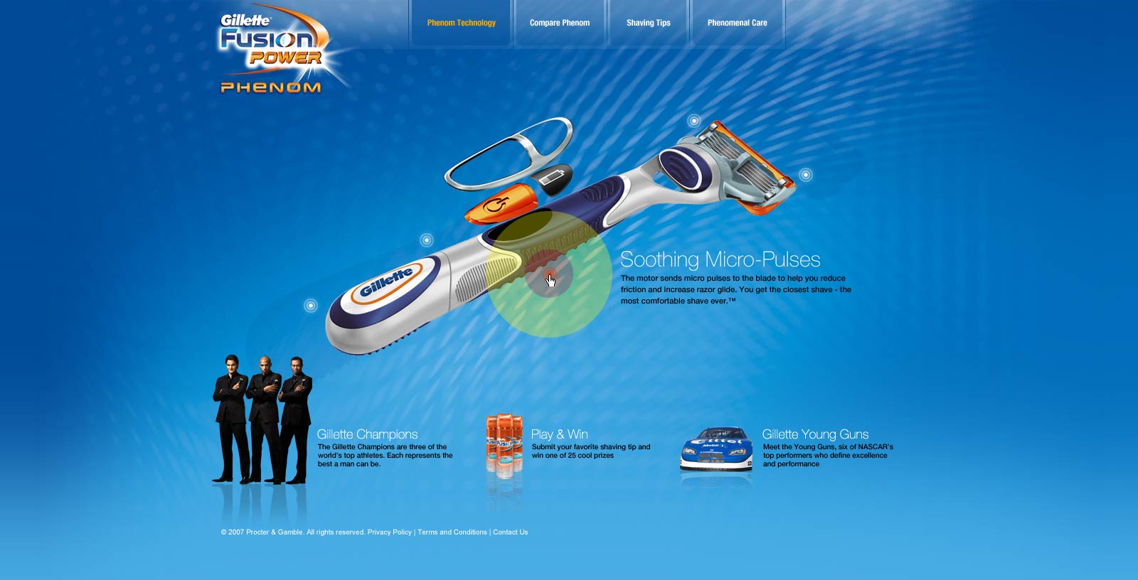 Gillette Fusion razor microsite homepage