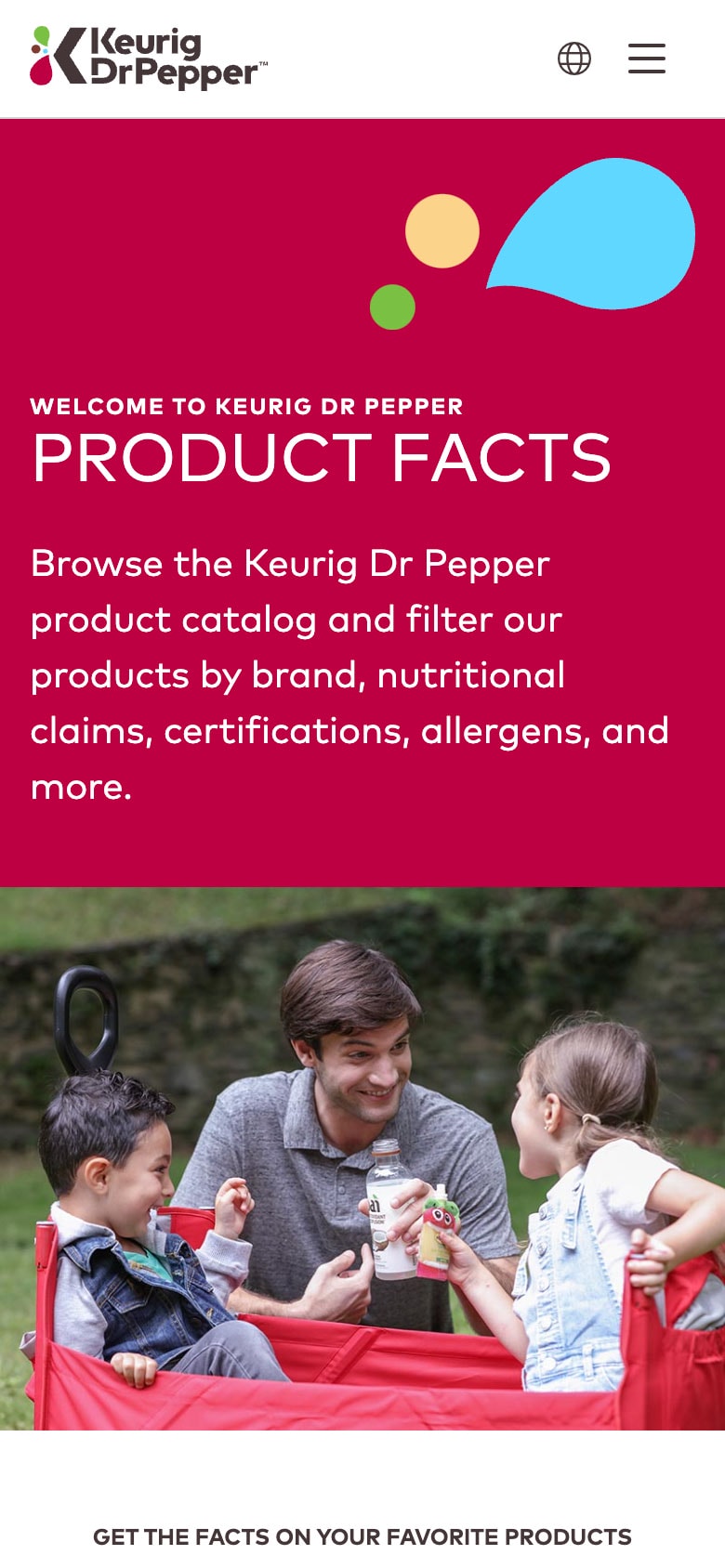 product facts mobile homepage