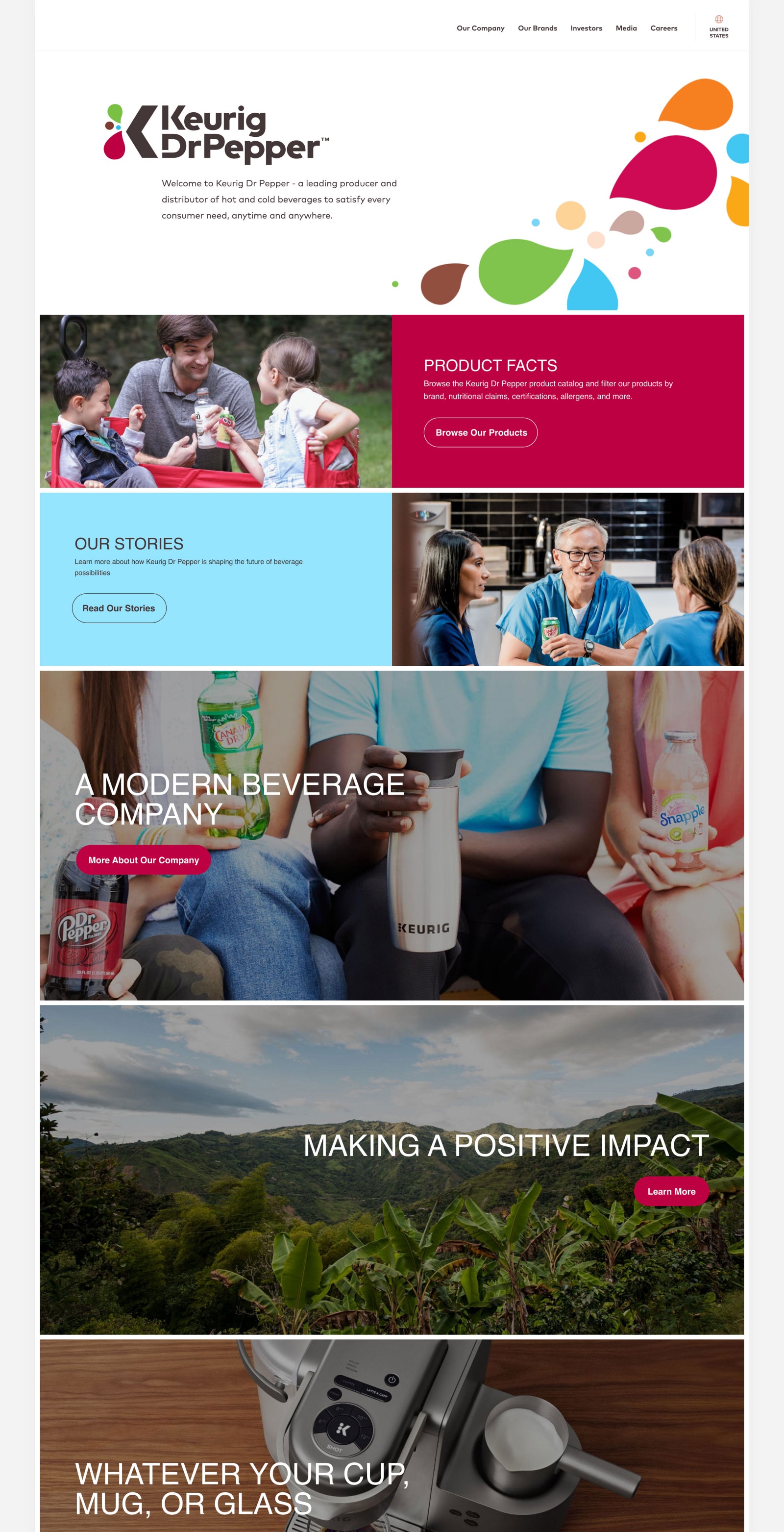 Keurig Dr Pepper corporate website homepage
