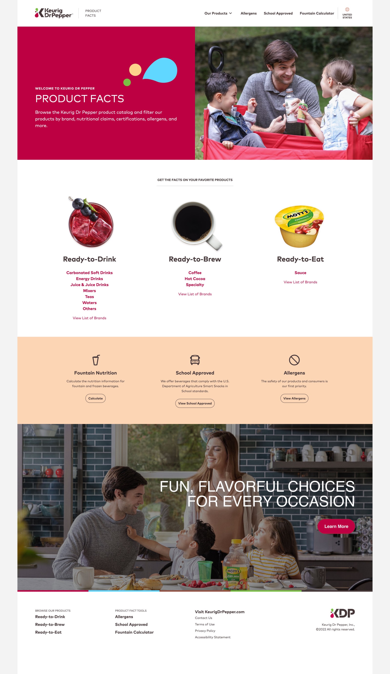 Keurig Dr Pepper product facts homepage