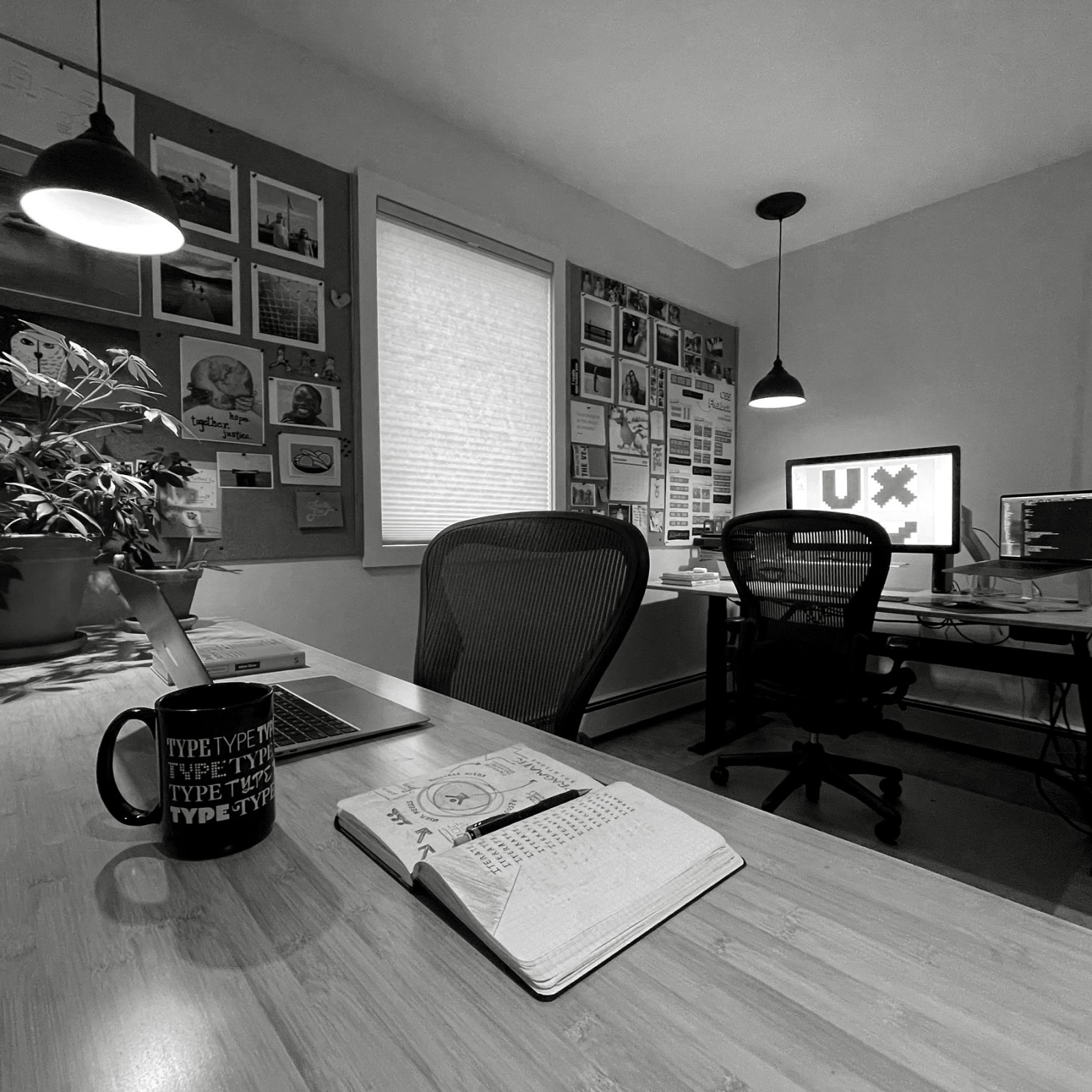 inside my studio with two workstations