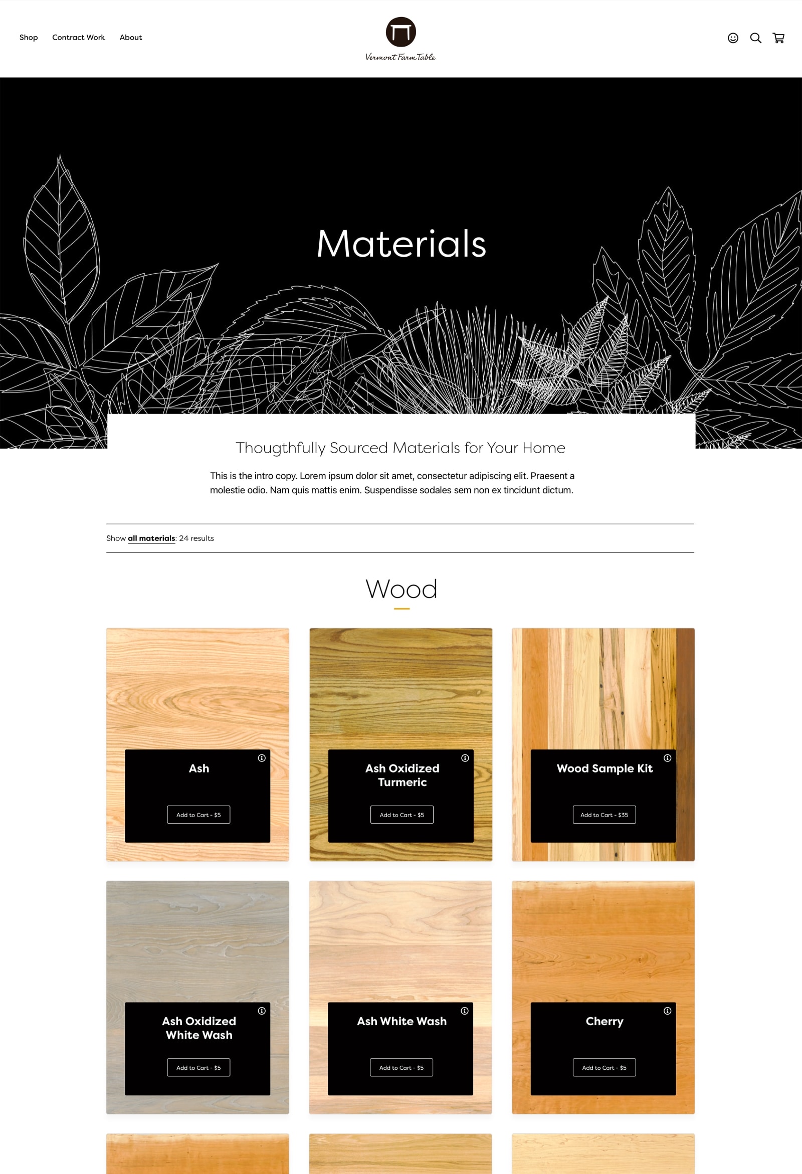 Vermont Farm Table wood samples