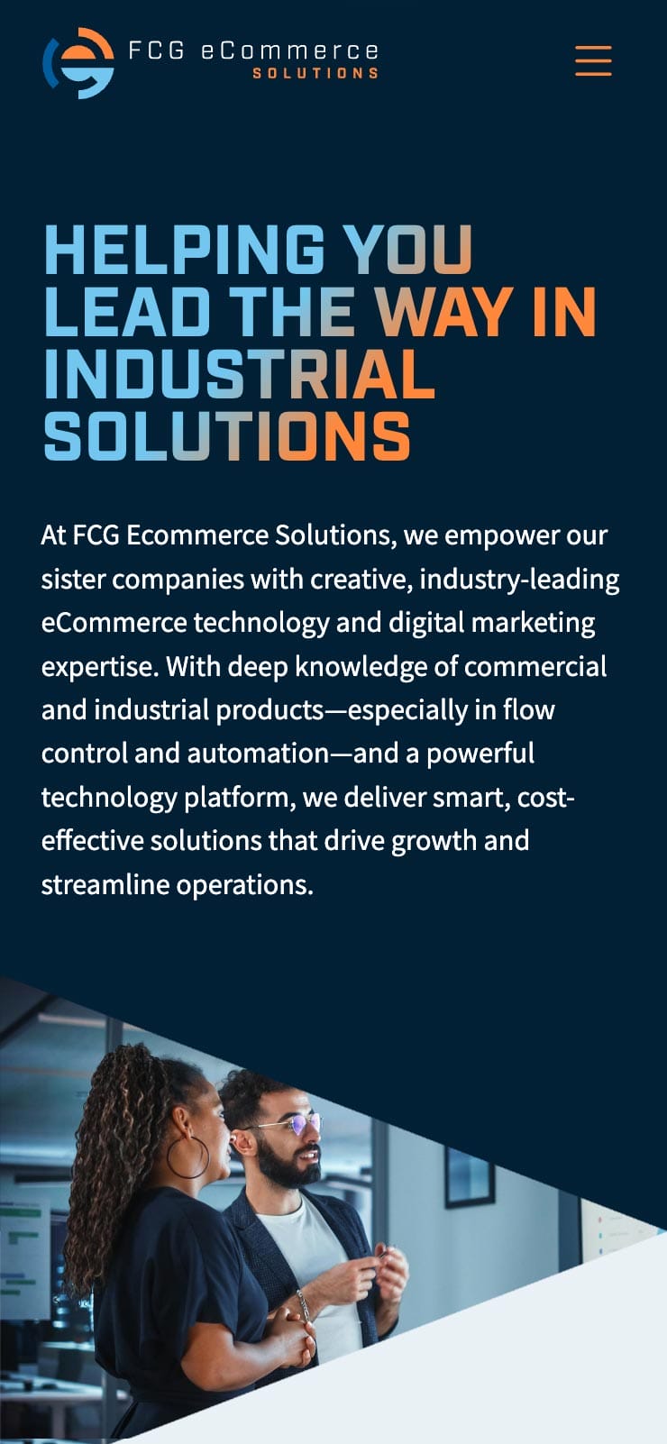 A mobile screen capture of FCG E-commerce's homepage